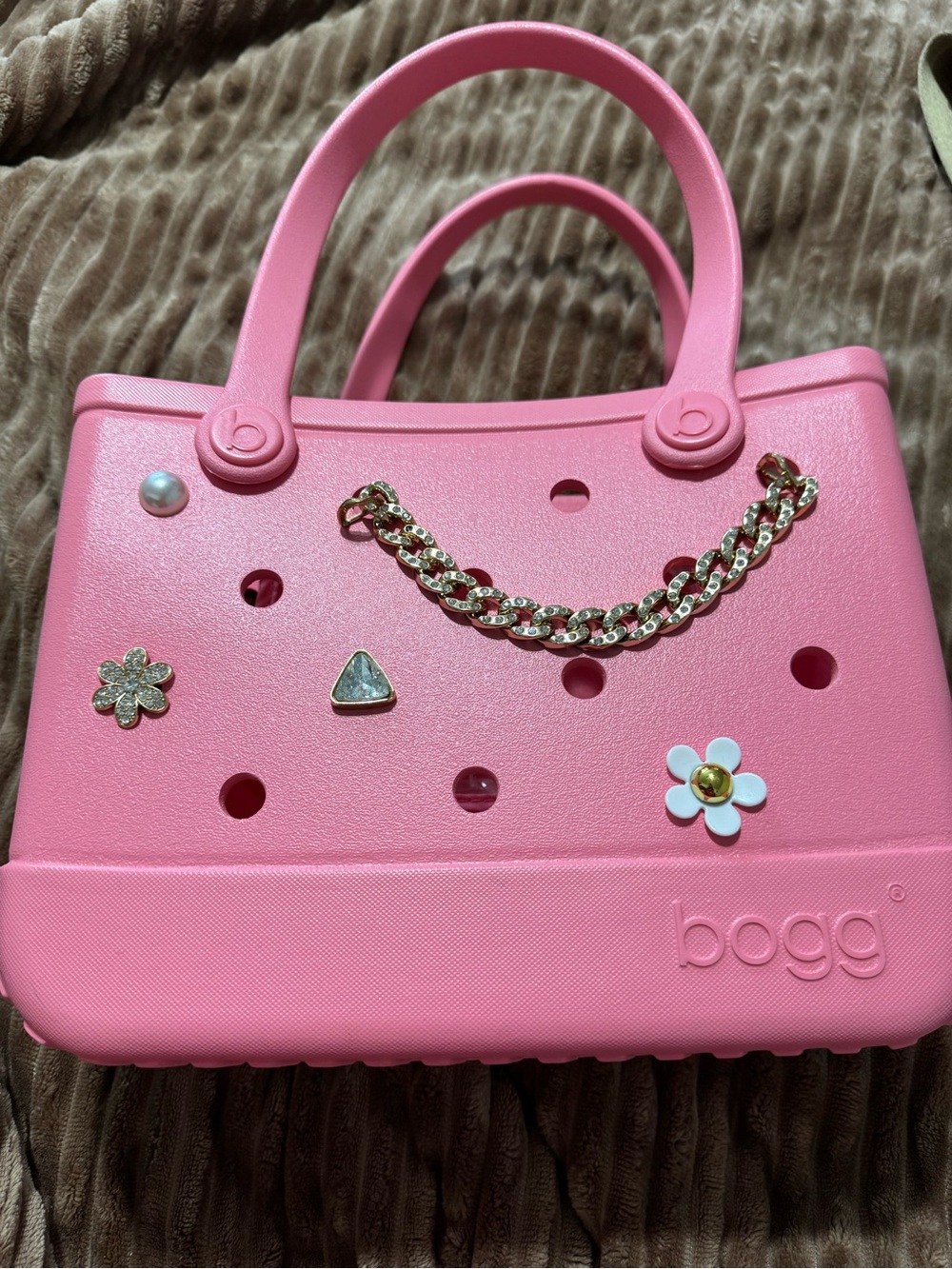 Bogg Pink Classic Small Tote with Charm Accents